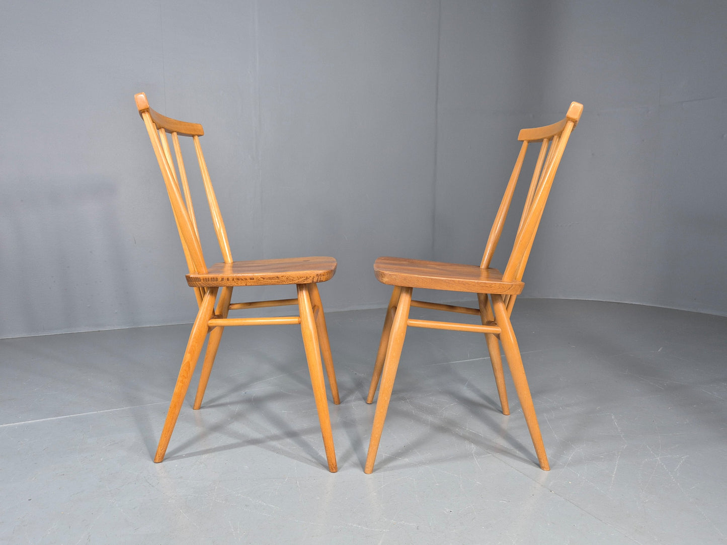 2 Vintage Ercol 391 Dining Chairs beech and Elm 1960s Retro EB12234
