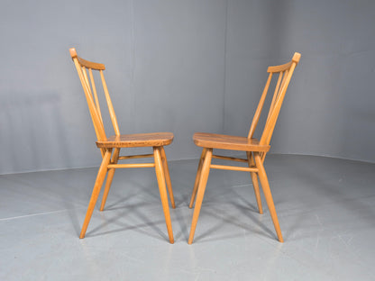 2 Vintage Ercol 391 Dining Chairs beech and Elm 1960s Retro EB12234