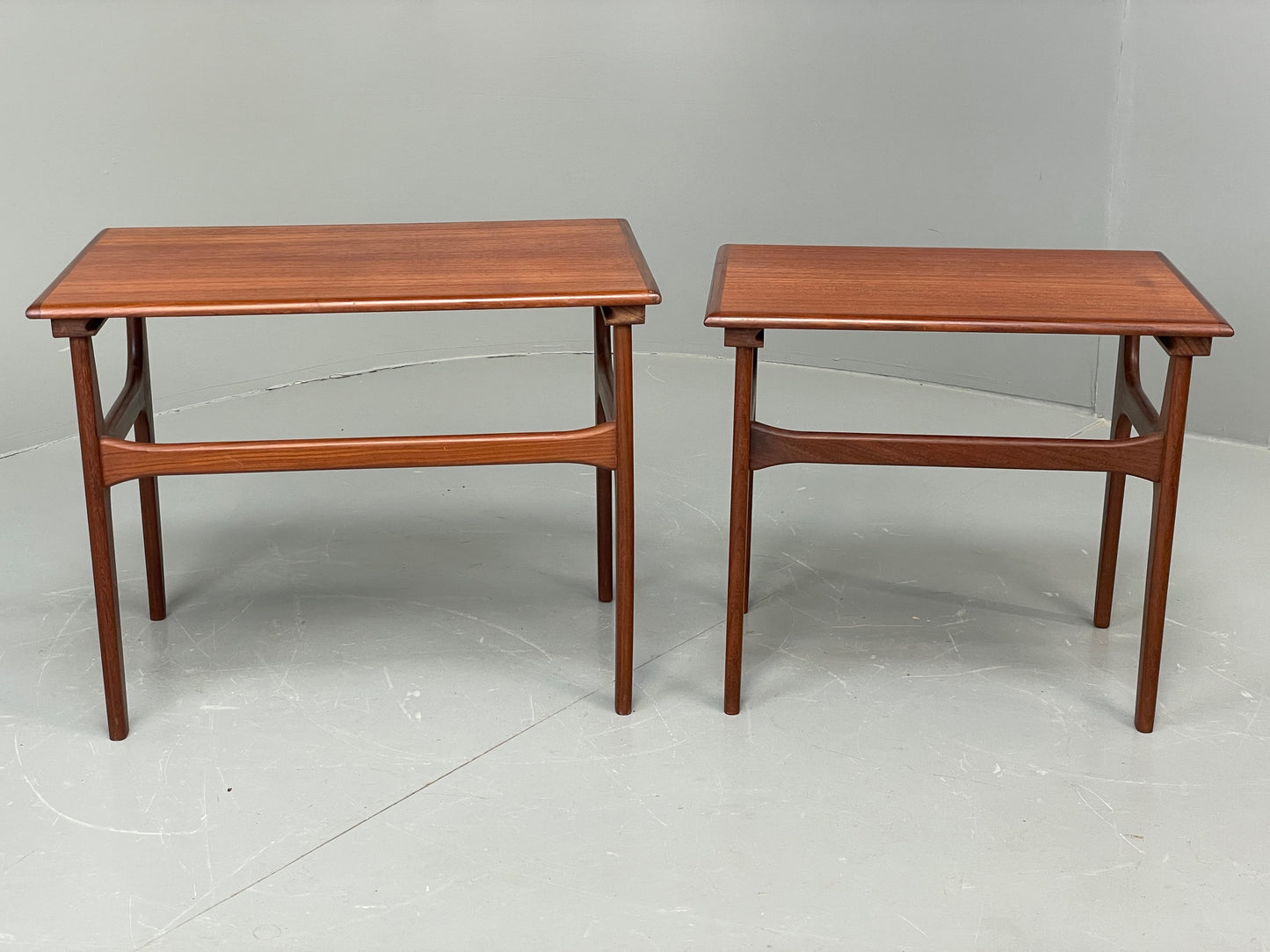 Vintage Teak Nesting Tables By Poul Hundevad Danish Mid Century Pair EB12281