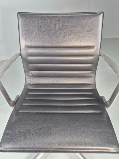 Vintage ICF Eames Style Office Chair Leather and Aluminium EB12242