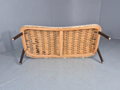 Vintage Mid Century 3 Seat Sofa Teak Frame Classical Upholstery 1960s EB12716