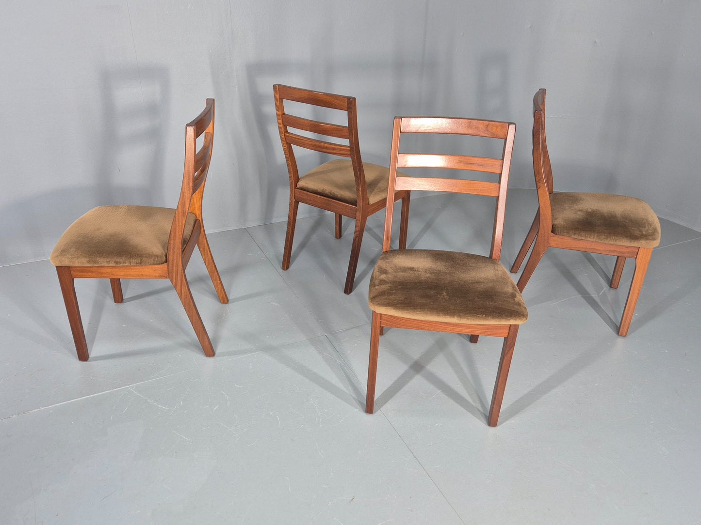 4 Vintage Nathan Dining Chairs Teak Frames 1970s Retro MCM EB11961