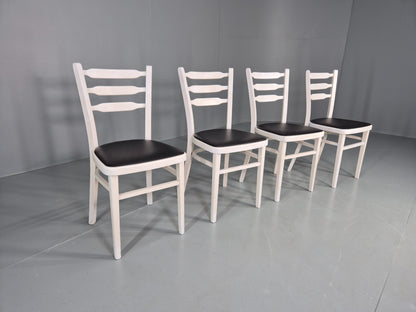 4 Vintage Kitchen Chairs 1960s Retro Black Vinyl and White Painted EB12584