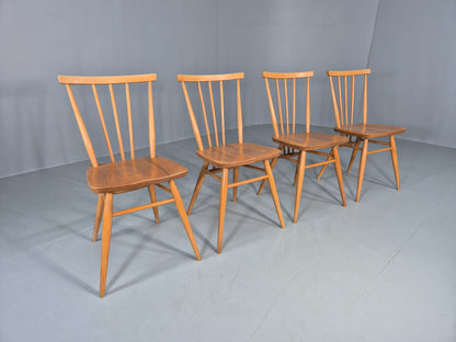 4 Ercol 391 Dining Chairs in Blonde Wood 1960s Retro MCM EB12549