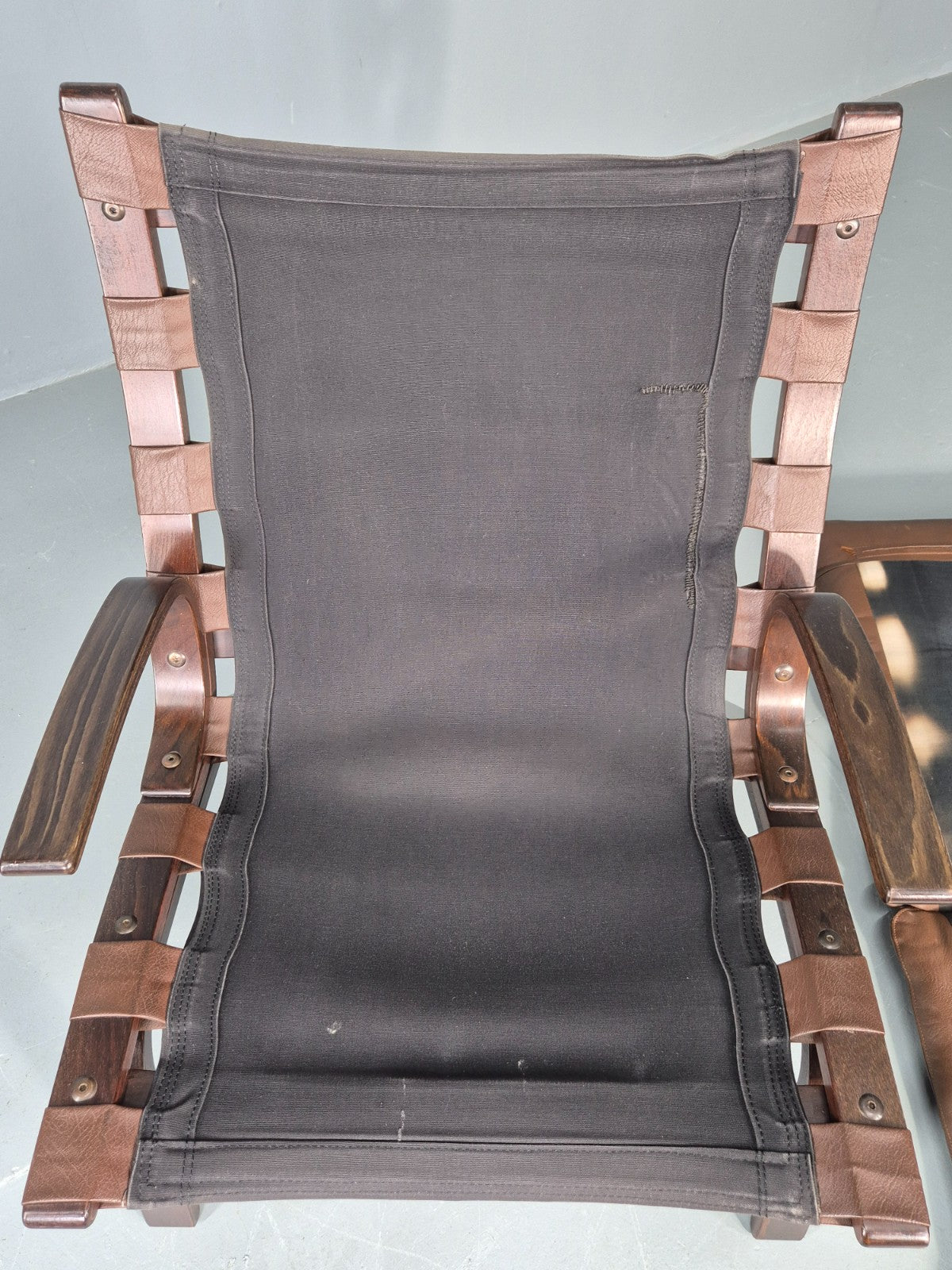 Vintage Farstrup Armchair Bentwood Frame Brown Leather Retro 1970s Eb12147