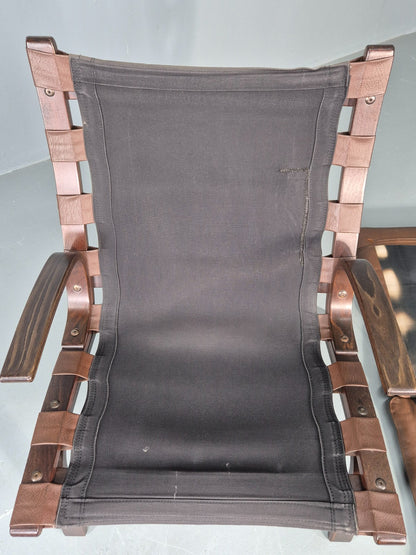 Vintage Farstrup Armchair Bentwood Frame Brown Leather Retro 1970s Eb12147
