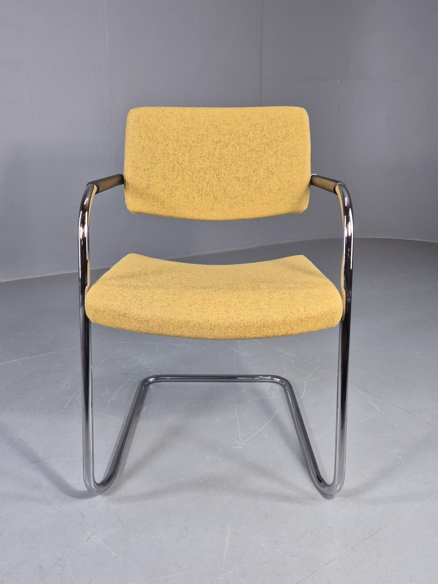 Modern Design Arm Chair Verco Brand Green Wool Chrome Frame EB12454