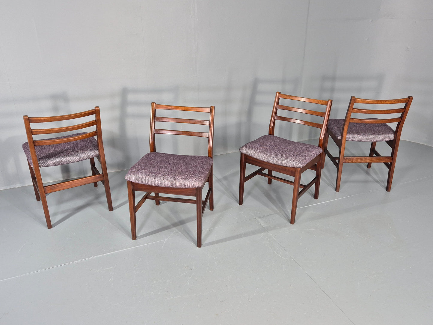 4 Vintage Teak Dining Chairs 1960s Mid Century with New Upholstery Retro EB11765