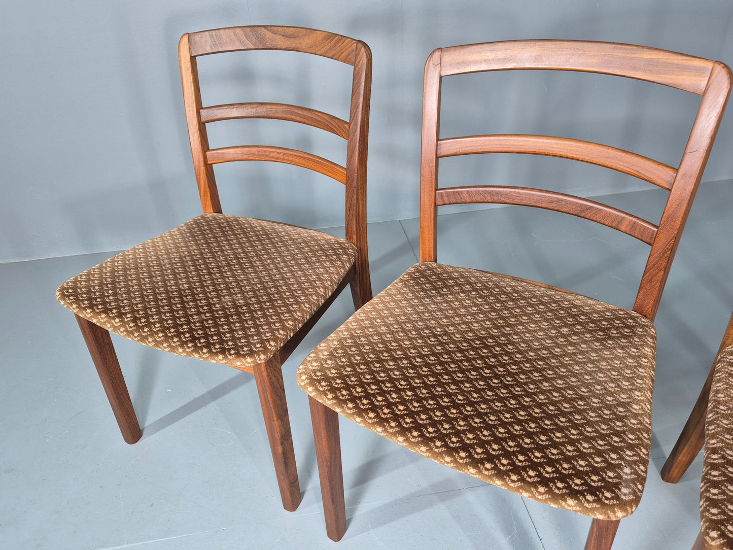 4 Vintage G plan Dining Chairs  Ladder Back Original Seats Teak 1970s EB12174