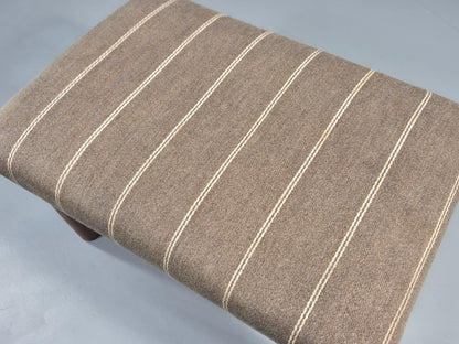 Vintage Mid Century Danish footstool  Taupe Stripe Teak Legs Retro 1960s  EB12024