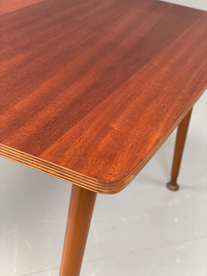 Vintage 1960s Side Table Spindle Legs Mahogany Ply Top Mid Century EB11880
