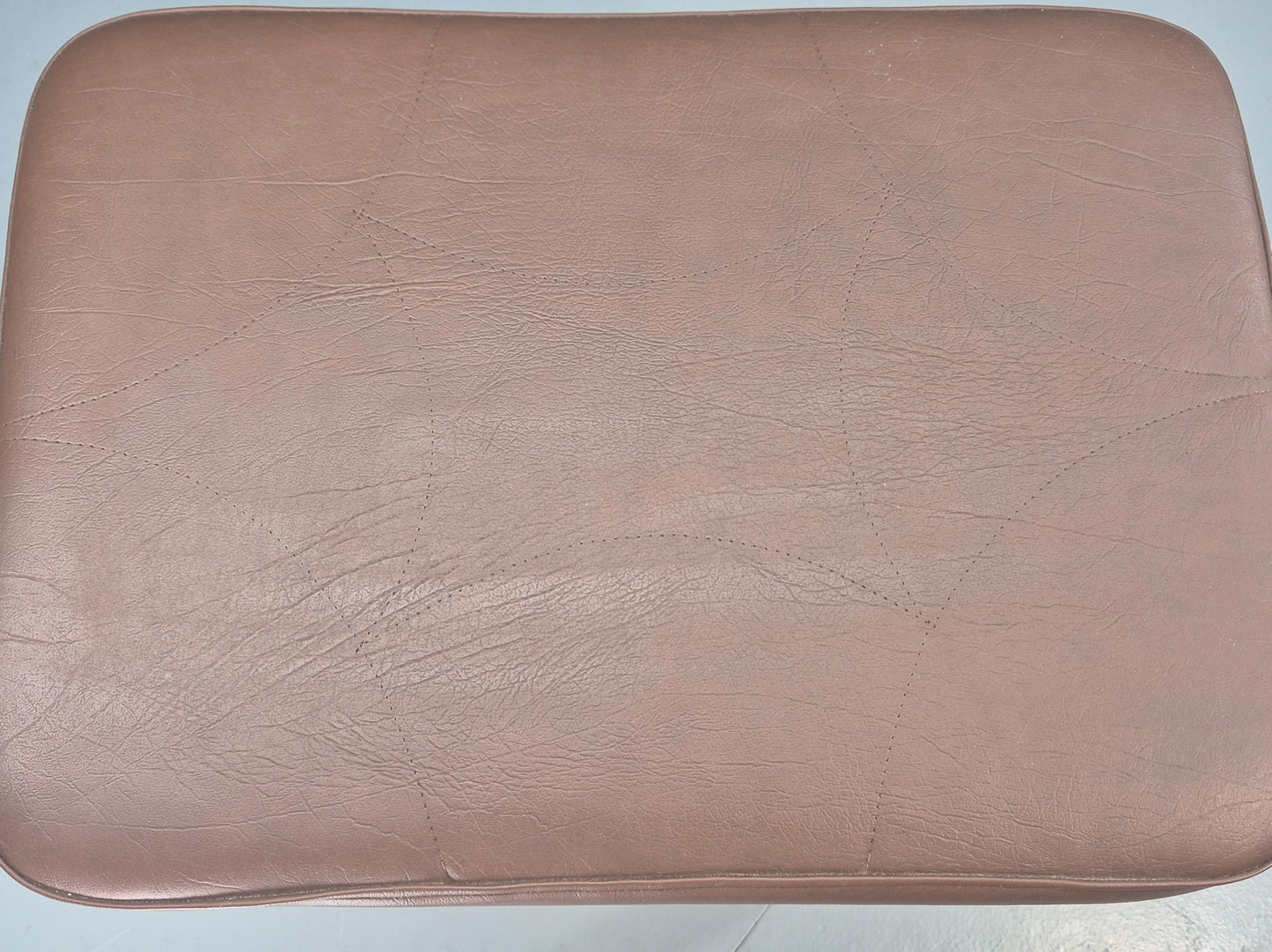 Vintage Danish Mid Century Footstool Brown Vinyl Beech Legs Retro 1960s EB12090