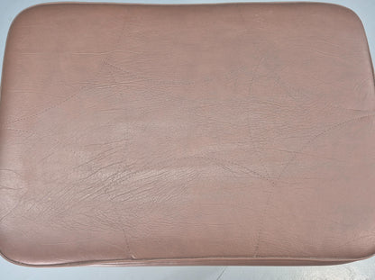 Vintage Danish Mid Century Footstool Brown Vinyl Beech Legs Retro 1960s EB12090