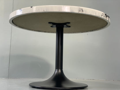 Modern Faux Marble Table Black Metal Base Circular EB12803