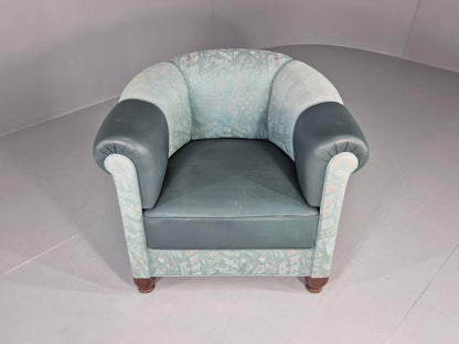 Vintage Art Deco Tub Barrel Chair 1980s Make Over Turquoise Retro EB12714