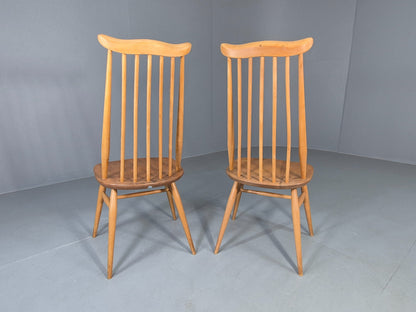 2 Vintage Ercol Goldsmith Dining Chairs Blonde Wood Frame 1970s Retro EB12984