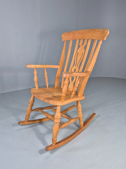 Vintage Beech Rocking Chair Antique Style Late 20th Century Splat Back EB12799
