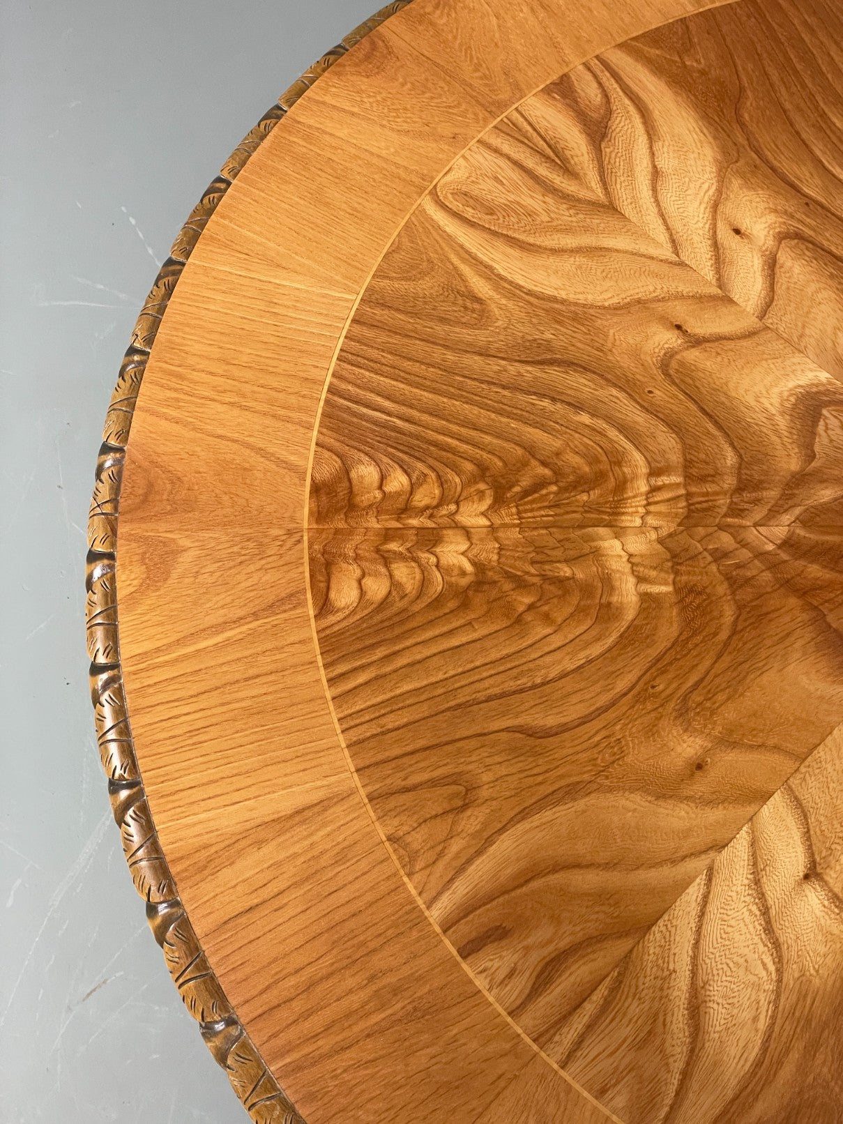 Vintage Carved Coffee Table Elm Art Deco Lion Feet 1950s EB11190
