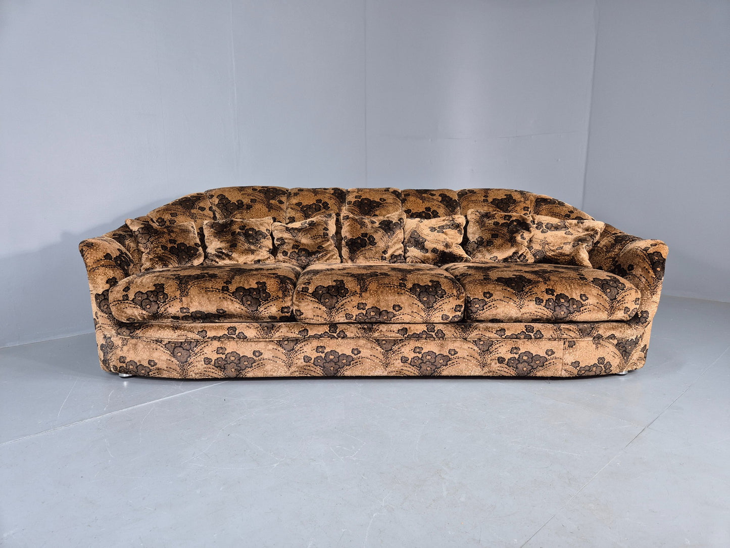 Vintage 1970s 3 Seater Englender Sofa Floral Browns Original Condition EB12272