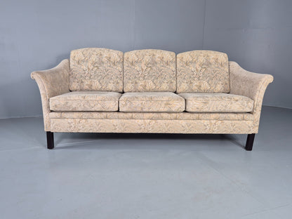 Vintage Danish 3 seater Sofa 1980s Floral Cotton Velour retro MCM EB12562