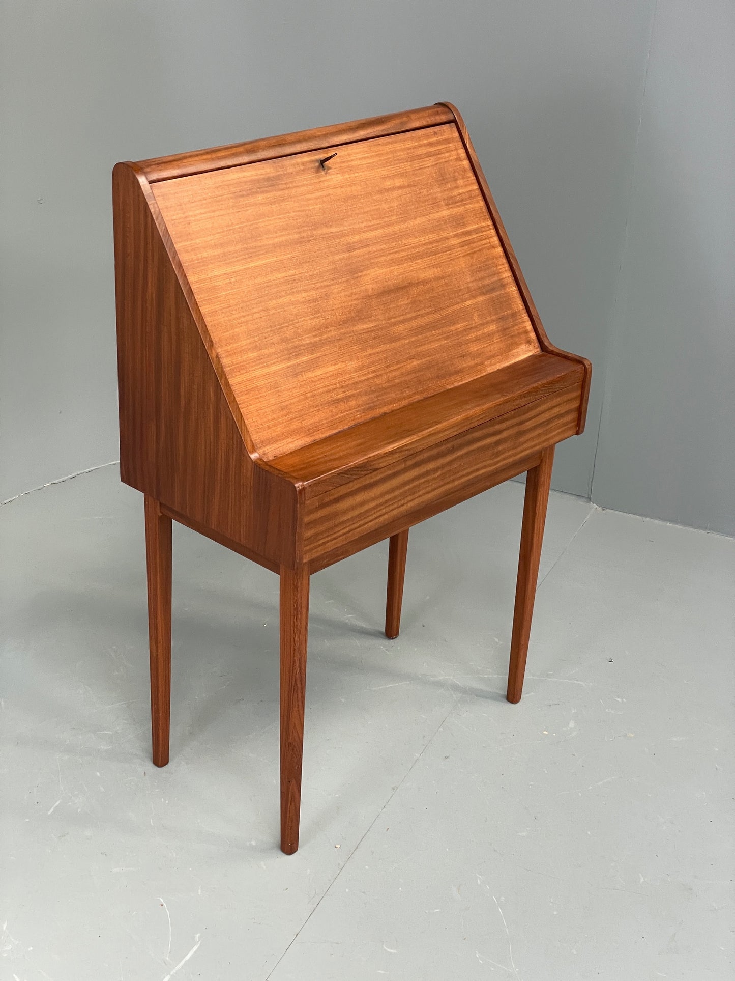 Vintage Teak Writing Desk 1950s Mid Century Retro Drop Door Solid Legs EB12295
