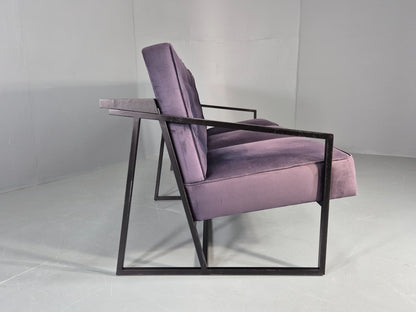 Vintage 3 Seater Sofa Modern Design Orange Box Lossit Purple Velvet  EB12806