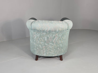 Vintage Art Deco Tub Barrel Chair 1980s Make Over Turquoise Retro EB12714