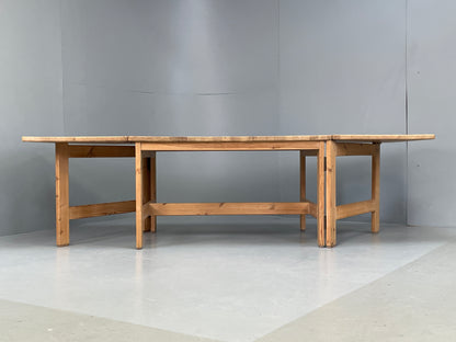 Vintage Ping Dining Table Extending Drop Leaf Chunky Solid Rustic EB10867
