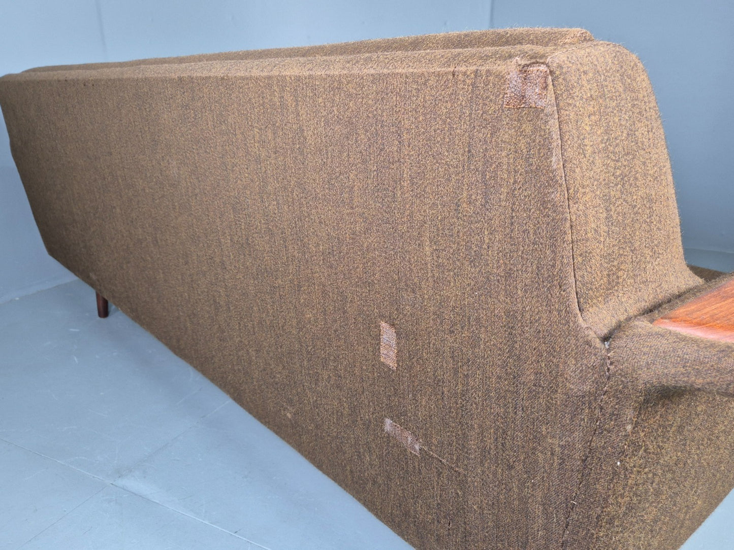 Vintage 1960s Sofa Bed Danish Green and Teak details Mid Century Classic EB09336