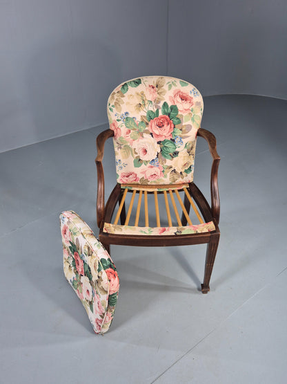 Vintage Parker Knoll Armchair in Floral Cotton Print 1950s Retro EB12536