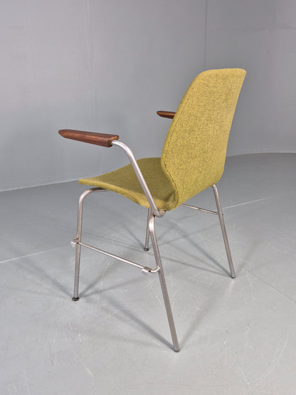 Vintage Mid Century Office Chair Danish Duba Green, Steel and Teak 1970s EB07907