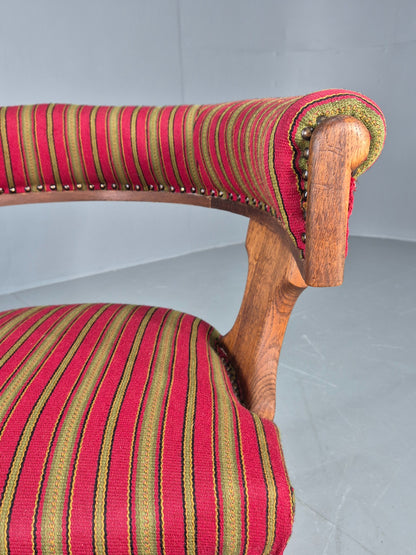 Antique Danish Library Chair Oak Frame Wool Upholstery 19th Century EB12772