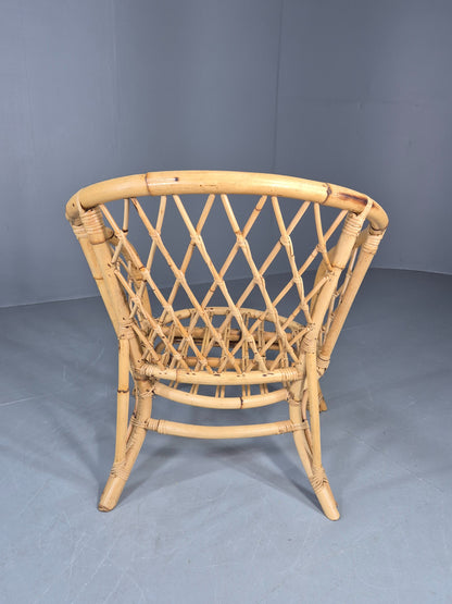 Vintage Bent Bamboose and Rattan Lounge Chair 1980s Retro Eb12649