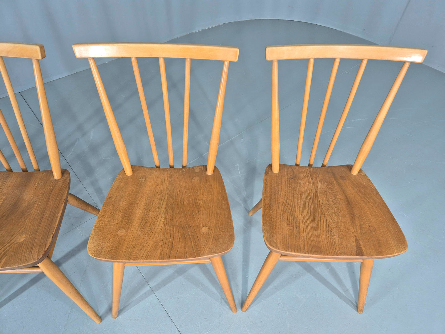4 Ercol 391 Dining Chairs in Blonde Wood 1960s Retro MCM EB12549