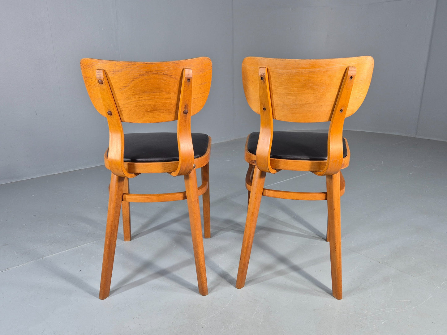 2 Vintage 1960s Dining Chairs with Bentwood Backs Apersite Brand Retro EB12224