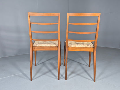 2 Vintage McIntosh Dining Chairs Teak frames Floral Upholstery 1960s EB12862