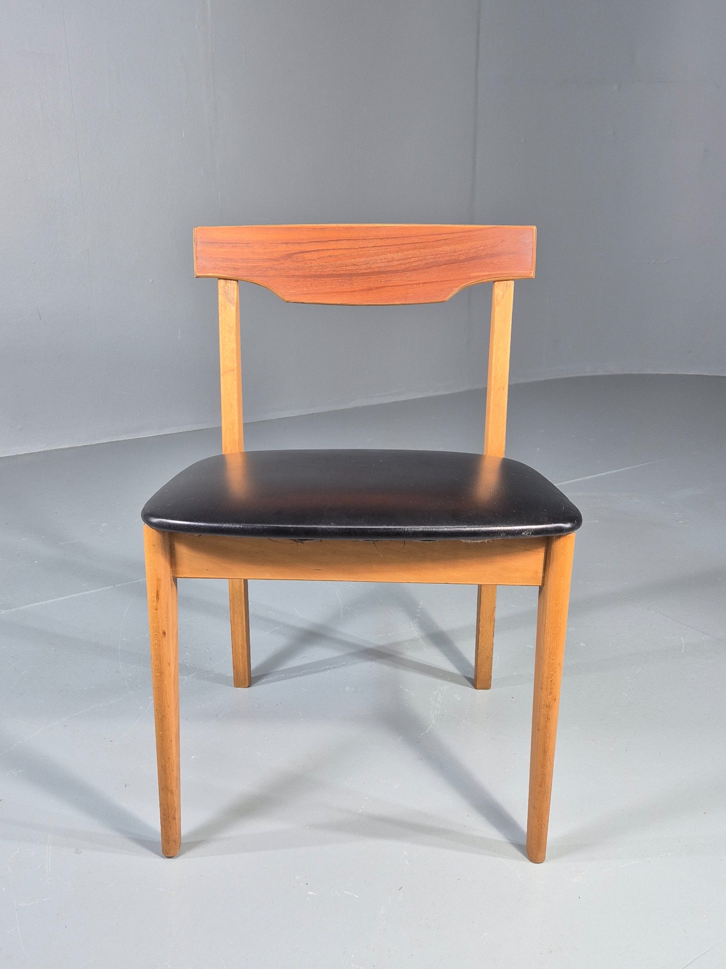 Vintage Teak Dining Chair 1960s Retro Mid Century Vinyl Seat EB11759