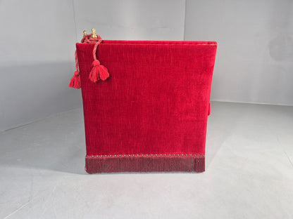 Vintage Danish 2 Seater Sofa Red Knole Style Drop Ends Tassels 1950s EB12760
