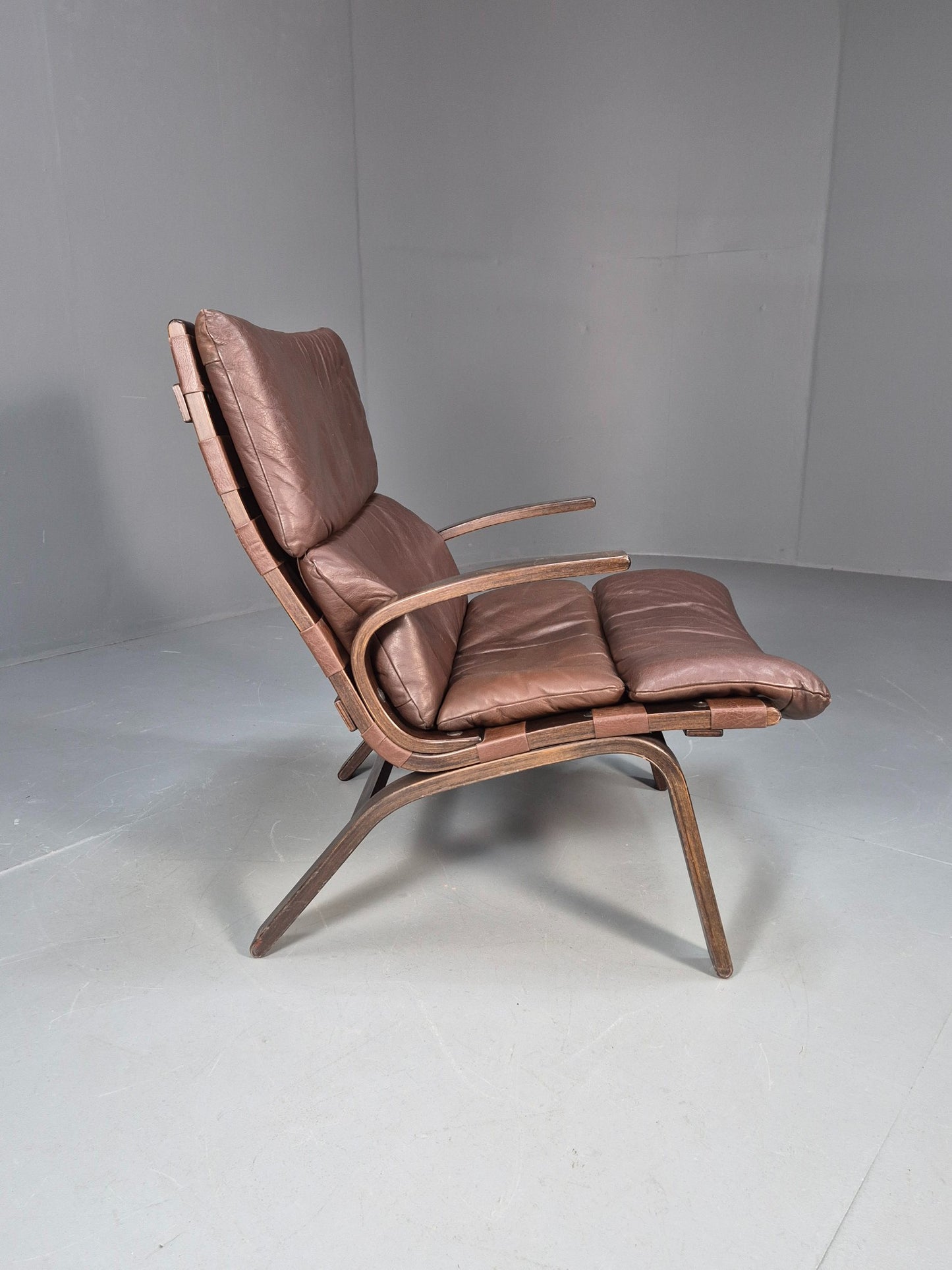 Vintage Mid Century Bentwood Danish Lounge Chair Farstup Retro 1970s EB09913