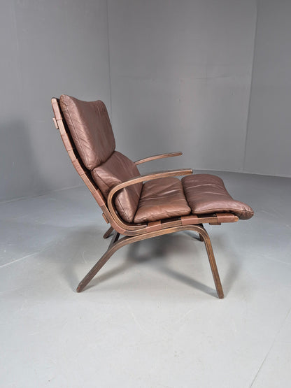 Vintage Mid Century Bentwood Danish Lounge Chair Farstup Retro 1970s EB09913
