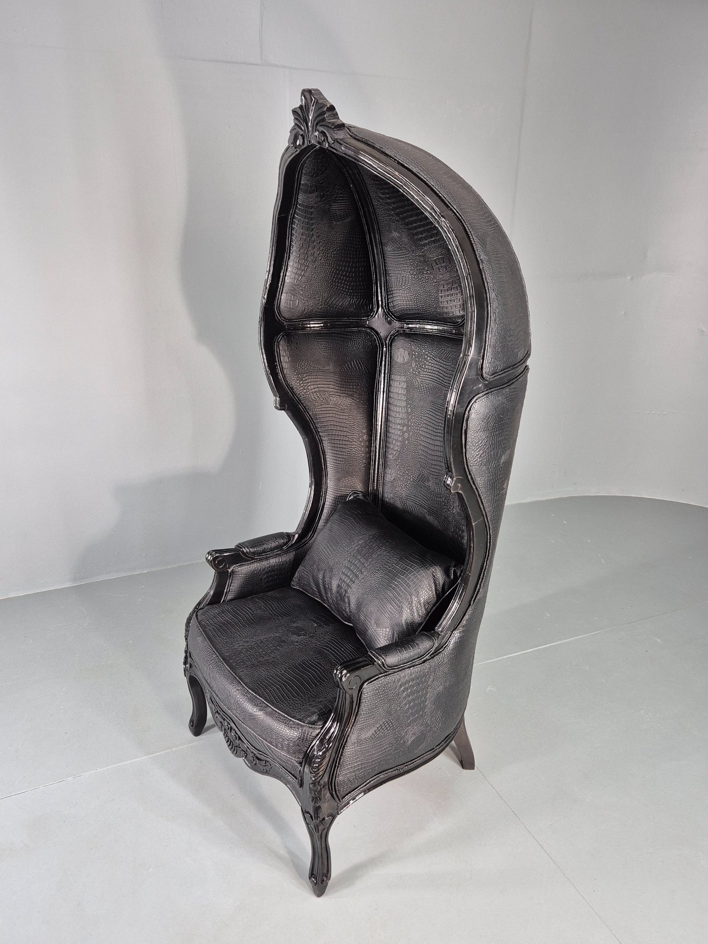 Vintage Porters Chair Canopy Gothic Chair Faux Crocodile Skin Modern EB12564