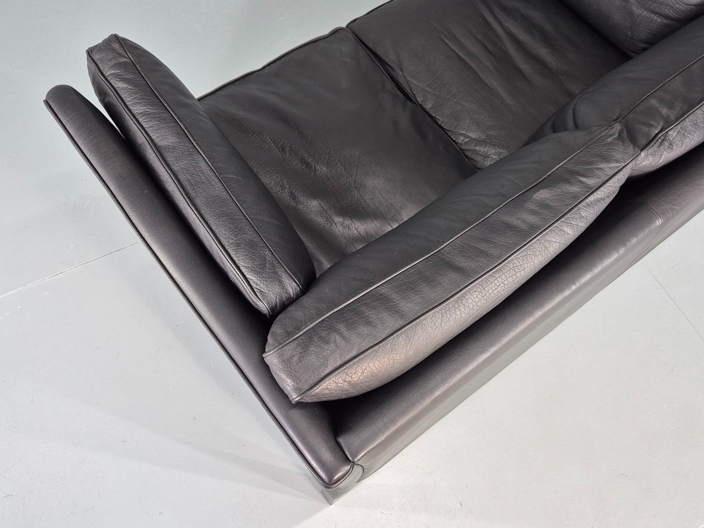Vintage 2 Seater Sofa Stouby Danish Retro MCM Brown Leather 1980s EB12432