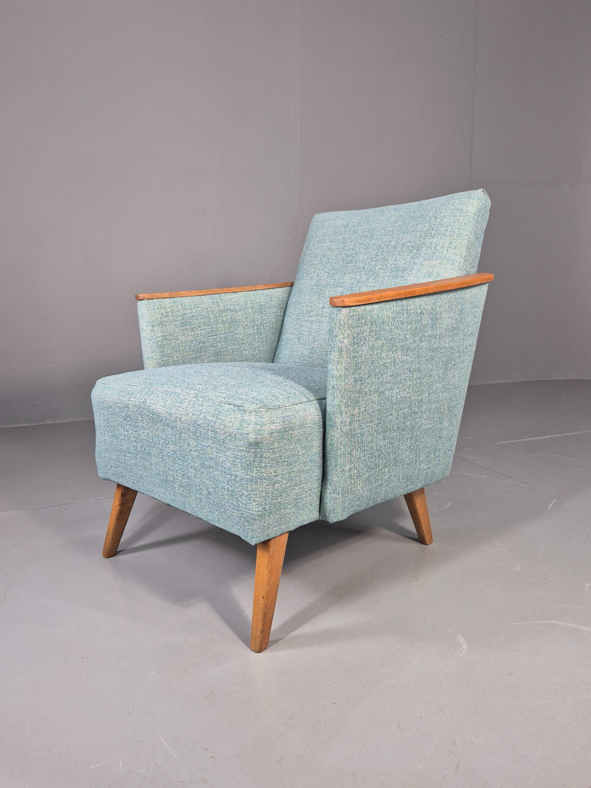Mid Century Style Lounge Chair Newly Upholstered in Blue Retro EB9981