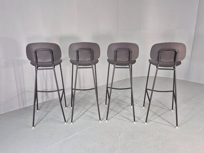 4 Tondina High Stools Infiniti Italian Design Black Plastic Pop Model  12998