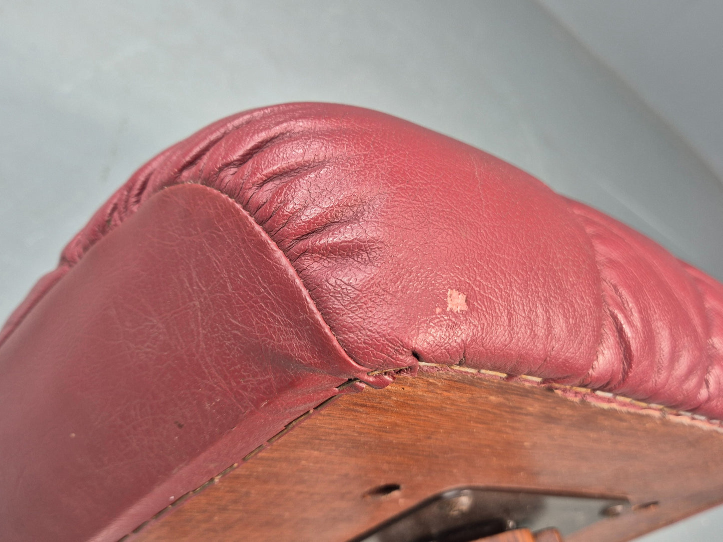 Vintage Danish Leather Footstool 1980s Retro EB09060