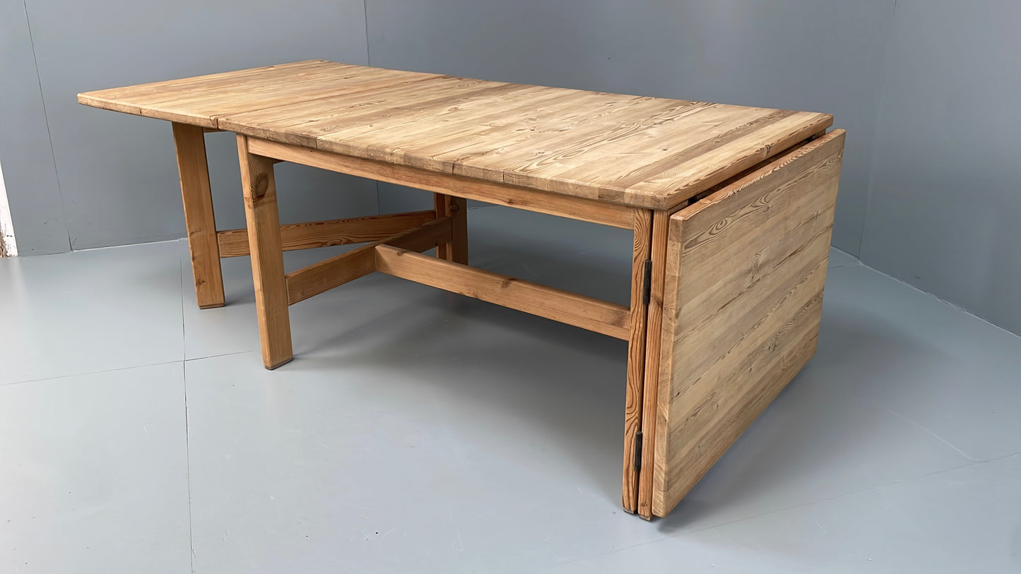 Vintage Ping Dining Table Extending Drop Leaf Chunky Solid Rustic EB10867
