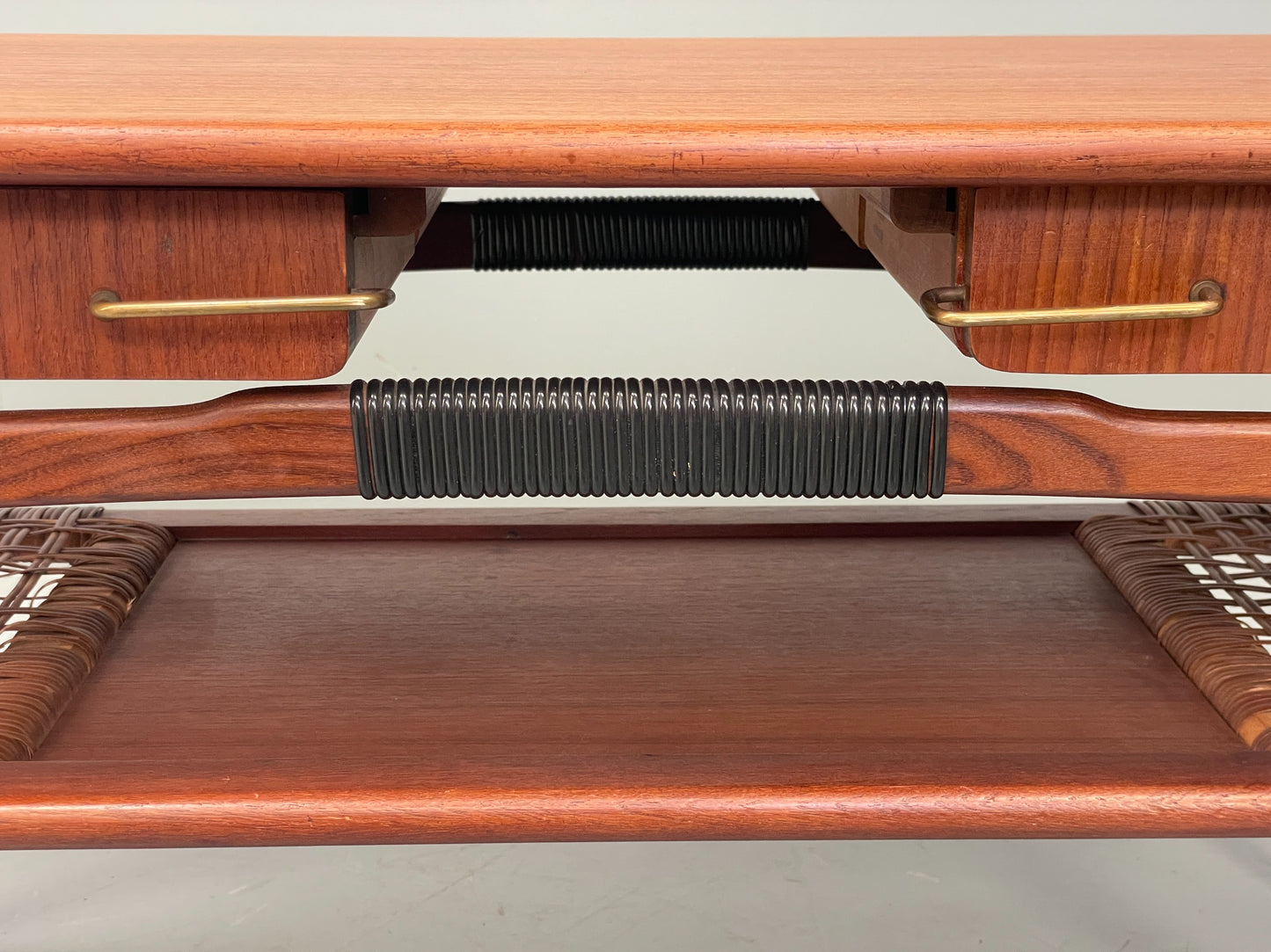Vintage Teak Coffee Table Danish Mid Century 1960s Drawer Cane EB12356