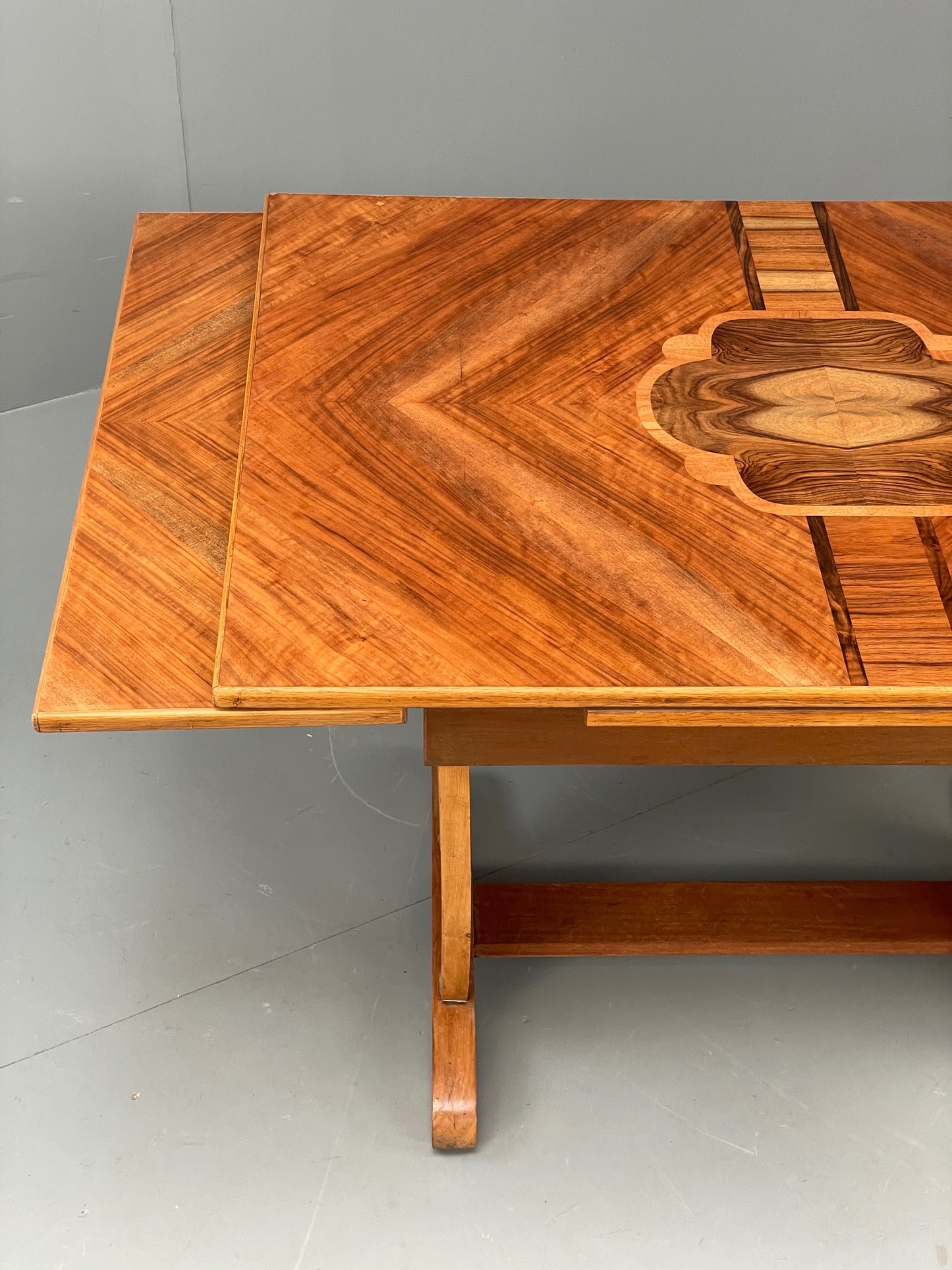 Art Deco Dining Table By Davant 1950s Walnut Extending Vintage Retro EB12216