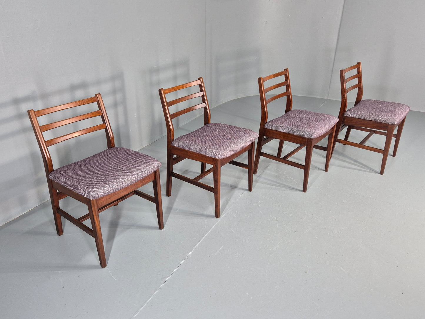 4 Vintage Teak Dining Chairs 1960s Mid Century with New Upholstery Retro EB11765