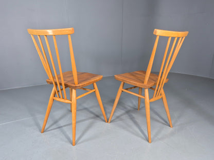 2 Vintage Ercol 391 Dining Chairs beech and Elm 1960s Retro EB12234